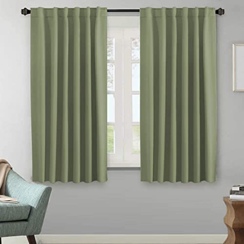 Image of H.VERSAILTEX Blackout Curtains for Living Room Thermal Insulated Window Treatment Panels Room Darkening Blackout Drapes Back Tab /Rod Pocket Bedroom Draperies, 52 x 63 Inch, Sage, 2 Panels