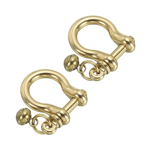 PATIKIL D-Ring Shackles, 2Pcs 13/32 Inch Inside Width Solid Brass U Shape Small Shackles for DIY Leather Craft Replacement