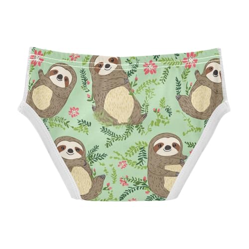 Wusikd Cute Sloths Boys' Underwear Cotton Flowers Green Boys Briefs Soft Toddler Underwear 2T2