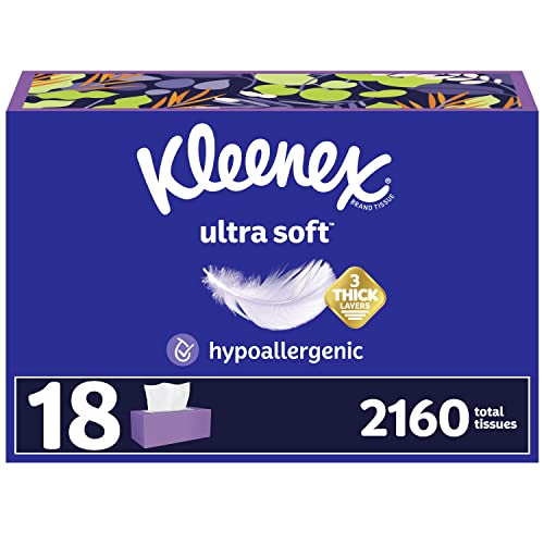 Kleenex Ultra Soft Facial Tissues, 18 Flat Boxes, 120 Tissues per Box