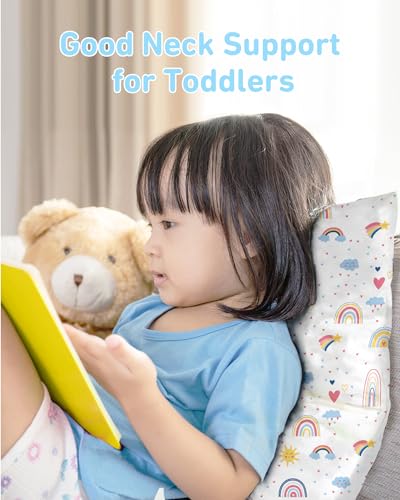 Babebay Toddler Pillow,13X18 Toddler Pillows for Sleeping, Machine Washable Kids Pillow with Pillowcase, Perfect for Travel, Toddlers Cot (Sunshine Rainbow)