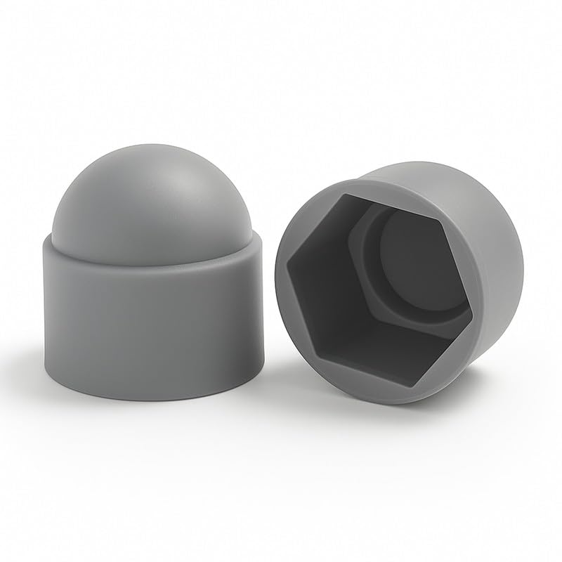 Sechskant Abdeckkappen [für M20 - SW 30 mm, 50 Stk] - Grau Kunststoff Schutzkappen für Schrauben & Muttern
