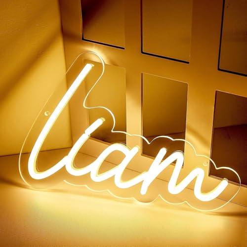 Image of Liam Name Neon Sign,LED Liam Name Neon Light for Kids Bedroom,Birthday Liam Party Decoration,Neon Sign Customizable for Wall Decor Personalized Name for Boy,Size 11.8 * 7.9 inches(JTLD097)