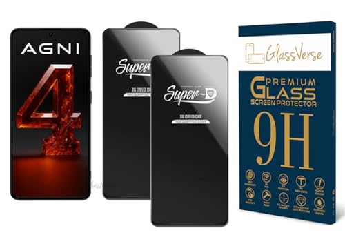 Image of GlassVerse 9H Gorilla Tempered Glass for Lava AGNI 4 | HD Clarity Screen Protector, Ultra Strong 9H Protection, Edge to Edge, Case Friendly, Hassle-less Installation Kit Included. (Pack of 2)