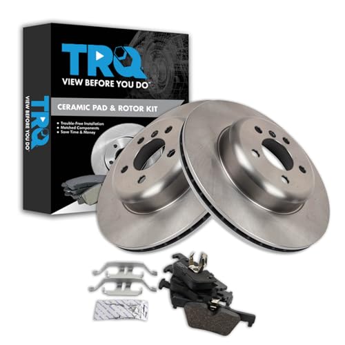 Image of TRQ Rear Brake Pad and Rotor Set Ceramic Compatible with 2018 BMW 328dx