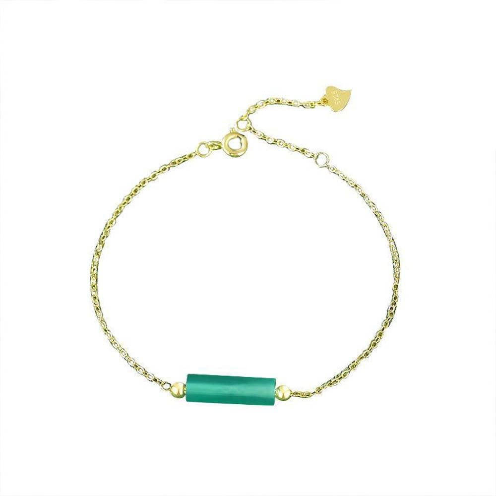 Anillo de oro de 14k Palacio de Viento con ágata verde de lujo 6