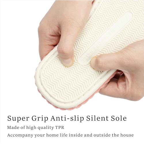 Image of Chantomoo Slippers for Women Memory Foam House Womens Slipper Slides Home Bedroom Bathroom Spa Open Toe Corduroy Bow Slippers Cozy Comfortable