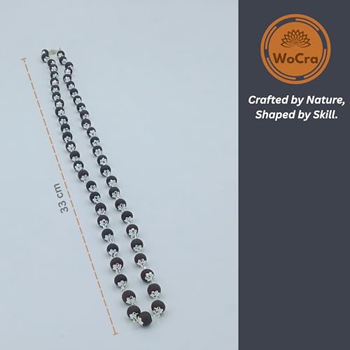 Image of Karungali Malai Silver Plated Original 6mm | Certified Ebony Beads Mala 54 Beads Goverment Lab Test Certification Mala with German Silver Cap | Authentic Karungali Malai for Spiritual Protection - 1 Piece