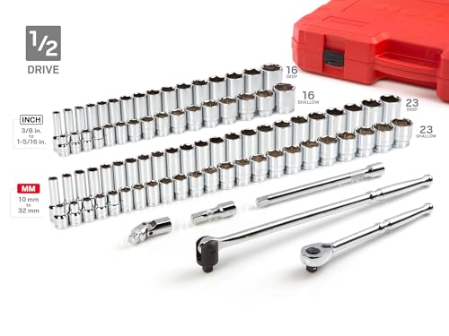 Image of TEKTON 1 /4, 3 /8, 1 /2 Inch Drive 6-Point Socket Ratchet Set | SKT95304
