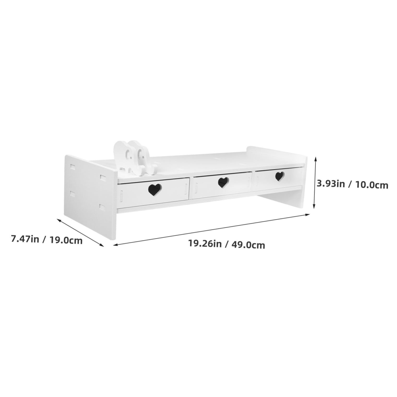 Biurko Organizacyjne Podstawka Pod Monitor z Szufladami Do Przechowywania Klawiatury i Akcesoriów Podwyższana Stojak Laptopa Minimalistyczny Biały Organizer Biurko Do