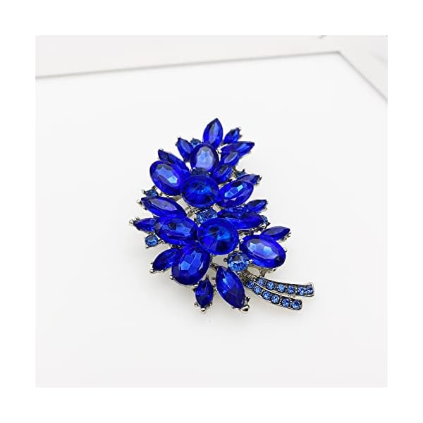 LAXPICOL Vintage Green Austrian Crystal Flower Leaf Bouquet Clusters Large Big Brooch Pin for Women Gold Tone - Image 3