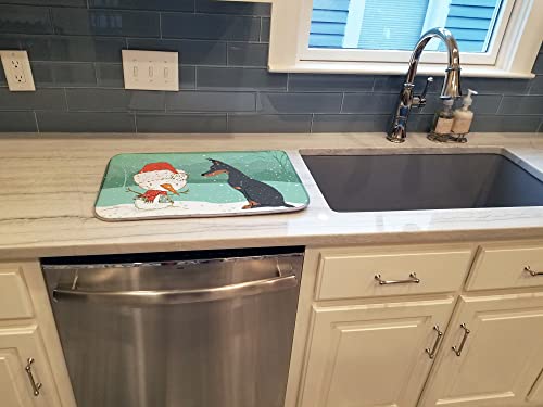 Tapis d'évier Doberman de Noël absorbant en polyester multicolore - 4