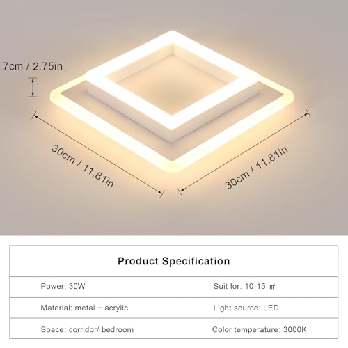 DELIPOP Led Ceiling Light, 30W 3375LM Modern LED Ceiling Lamp Warm White 3000K - Image 3
