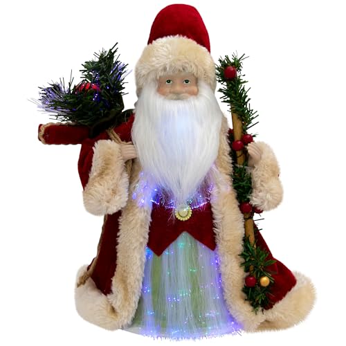 Lighted Color-Changing Fiber Optic Santa Claus Christmas Tree Topper - 12