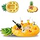 CUVZORA Poolbar Aufblasbarer Getränkehalter, 7 Aufbewahrungslöcher für Getränke und Snacks,Umweltfreundliches PVC Material, Perfekt für Familienfeiern und Strandpartys, Outdoor Aktivitäten (Ananas)