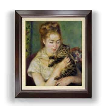 Amazon.co.jp: ルノワール ネコと少女 F10 油絵直筆仕上げ