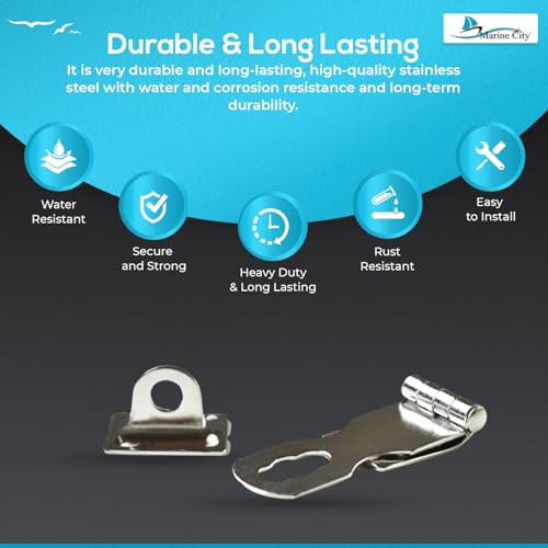 Image of MARINE CITY 316 Grade Stainless Steel Easy Install Door Hasps Heavy Duty Swivel Safety Hasp with Turning Padlock Eye Mount Catch Latch Lock for Marines Boat