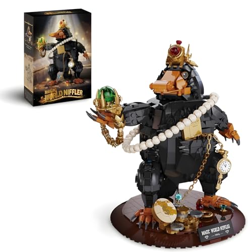 Ebortsin Magischer Niffler Tier Bausteine mit Ständer 1148 Stück Film Tier Baustein STEM Niffler Bausteine Geschenk für Harry Liebhaber und Erwachsene Kinder Kompatibel mit L***