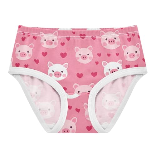 Wusikd Cute Pig Girls' Underwear Cotton Pink Hearts Girls Briefs Soft Toddler Underwear 2T