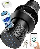 Black Smart Door Knob with Keypad, Keyless Fingerprint Door Lock with Upgrade Gateway, Secure Blueto