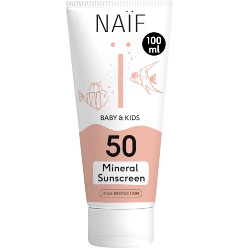 Naïf Protector Solar Mineral para Bebés y Niños – FPS 50, fragancia suave, crema sin octocrileno, protección UVA/UVB, resistente al agua, dermatológicamente probado, sin microplásticos – 100 ml