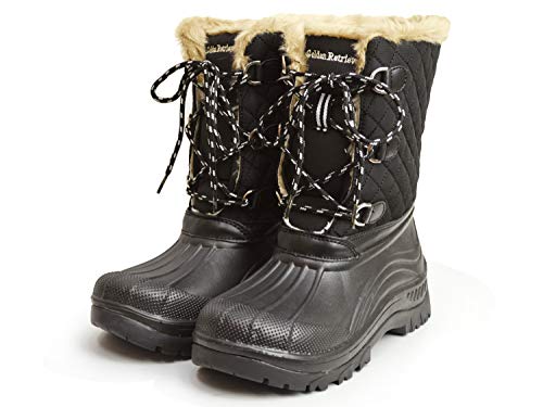 [ゴールデンレトリバー] GOLDEN RETRIVER 防水 防寒 スノー ブーツ レイン シューズ ビーンブーツ メンズ 25cm(25cm-25.5cm相当) 黒色 ブラック