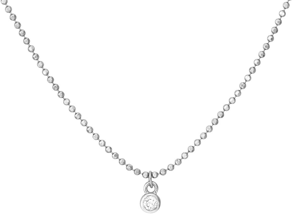 JewelryWeb 14k White Gold 2 Diamond 0.06 Dwt Double Strand Adjustable Necklace 18 Inch Strand Necklace for Women