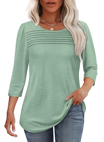 Ladies Tops and Blouses 3/4 Length Sleeve Plus Size Spring ...