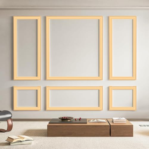 Image of Art3d Pre-Cut Wall Molding Set of 6 pcs, 3 Top 3 Bottom, Oak