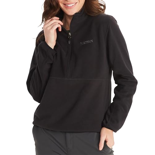 MARMOT Women's Rocklin 1/2 Zip - Fleece Pullover Jacket, Black, Medium