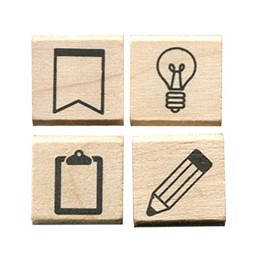 こどものかお #手帳はんこ部4個セット 旗 電球 クリップボード 鉛筆 0409-006