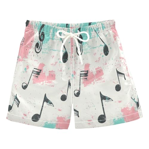 Swim Trunks Boys 8-10 Musical Notes on Background Swim Shorts with Liner Bathing Suit Swimsuit Teen Boy Swim Trunks,L
