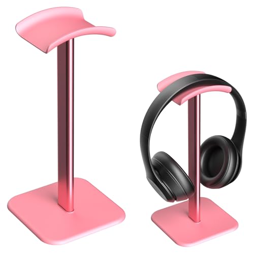 Ahonnpely Headphone Stand for Desk - Headset Stand with Aluminum Hanger, Headphone Holder for AirPods Max, Sony, Bose, Beats and More (Pink)