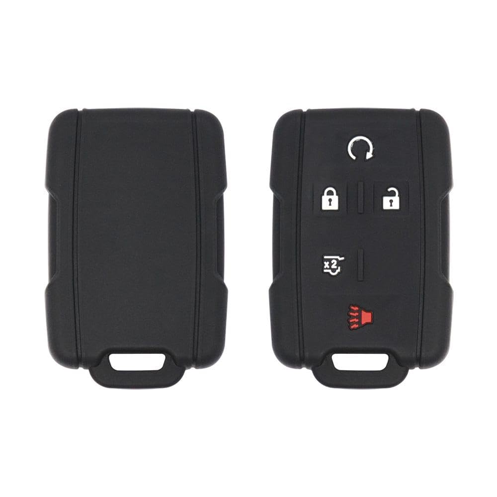 5 Button Silicone Key Shell Fob Cover Case for GMC Yukon XL Chevrolet Suburban Tahoe, Remote Protection Case Black