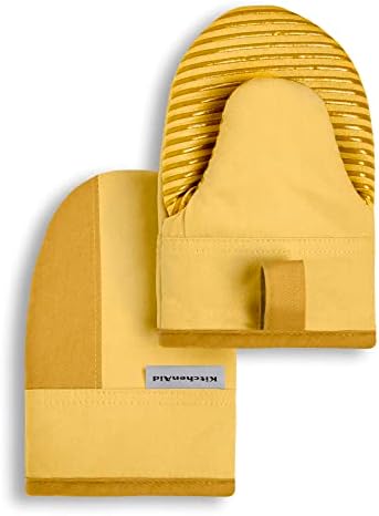 KitchenAid Beacon Two-Tone Non-Slip Mini Oven Mitt Set, Majestic Yellow, 5.5