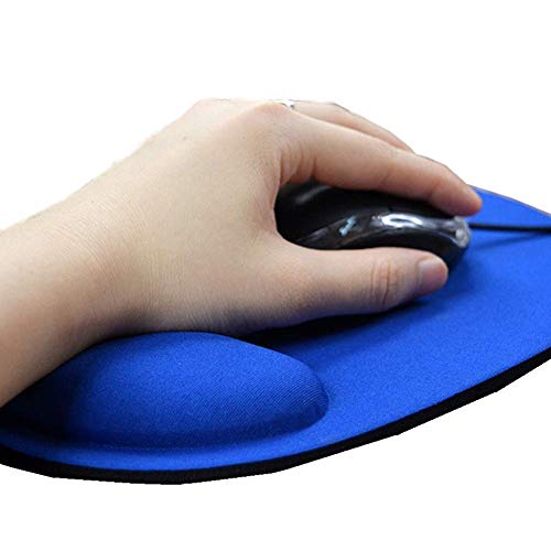 Ogquaton, tappetino per mouse con supporto per il polso, base antiscivolo anti-ray, tappetino per mouse in schiuma, poggiapolsi blu, molto pratico e popolare