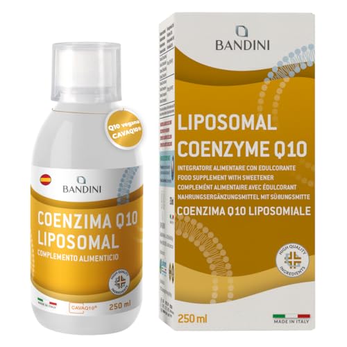 Bandini® Coenzima Q10 liquida liposomal 200mg de concentración | Ubiquinona CoQ10 100% vegana - Coenzyme Q 10 CAVAQ10® alta biodisponibilidad - Ubiquinol antioxidante fermentado y natural | 250ml