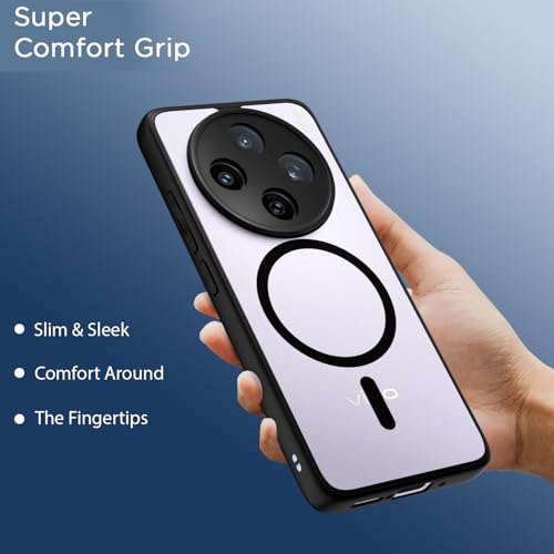 Image of Amazon Basics Back Cover for Vivo X200T 5G Compatible with Mag-Safe | Shockproof Design | Hard Transparent Back Case (Black Mag-Safe)