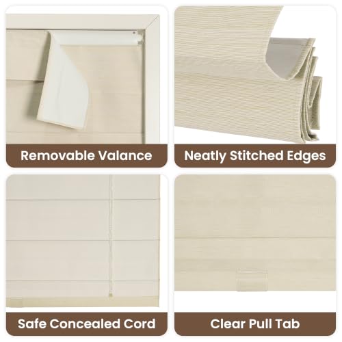 HESTIA No Drill Roman Shades for Indoor Windows, Beige, 41" W x 64" H by HESTIA - Used condition - Image 2