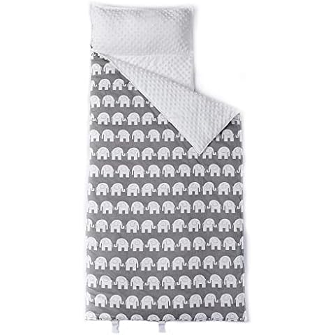 BATTILO HOME Kids Nap Mat with Removable Pillow - Soft, Lightweight Mats, Easy Clean Toddler Nap Pad for Preschool, Daycare, Kindergarten - Children Sleeping Bag (Elephant) Cover