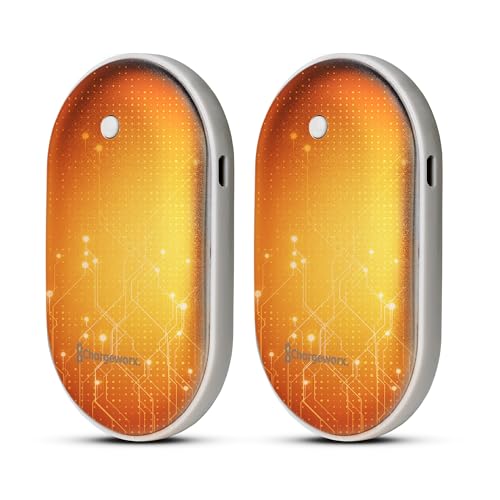 Chargeworx Calentador de manos recargable | Calentamiento rápido de 5 horas, batería de 5000 mAh | Puerto micro USB | Calentador de manos eléctrico portátil de bolsillo | Suministros de campamento,