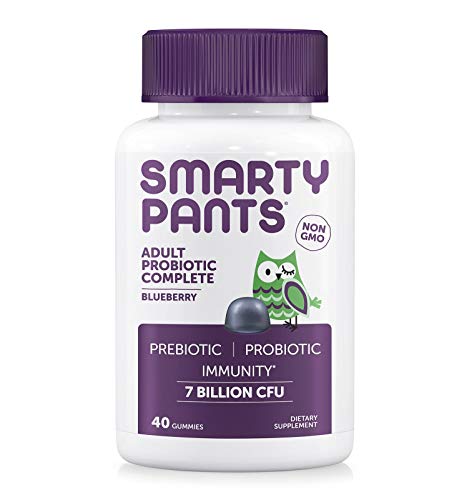 SmartyPants Gummy Vitamins Adult Probiotic Complete Vitamins, Blueberry, 40 Count