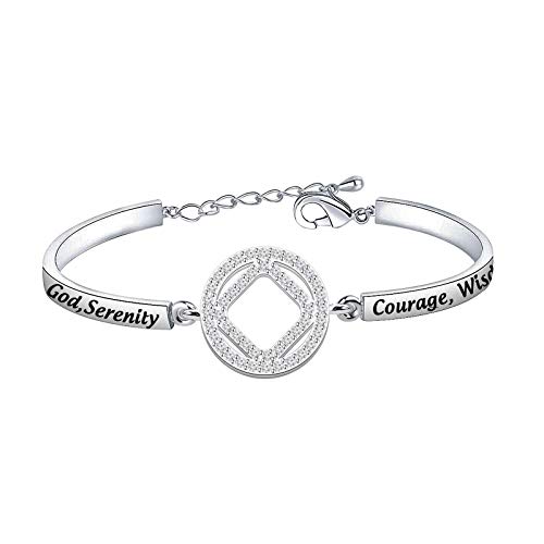 WSNANG Narcotics Anonymous Bracelet NA Sobriety Gift Serenity Prayer Bracelet Narcotics Anonymous Birthday Gift NA New Beginnings Gift (bracelet S)