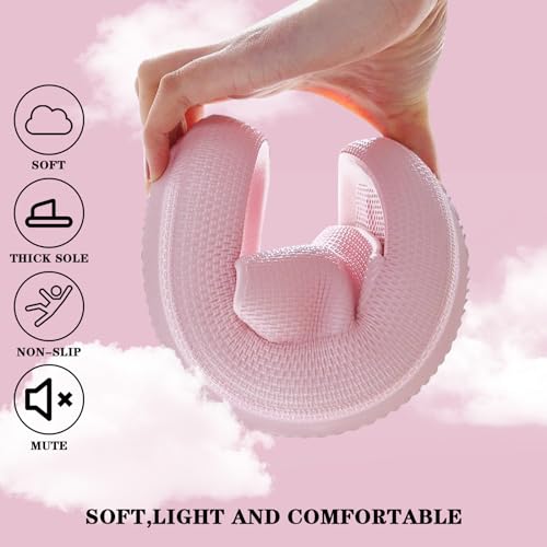 BHFRGAS Cloud Sliders Women Men,Cloud Slippers with Thick Outsole,Non-Slip Soft Summer Mens Womens Slippers Flip Flops,Shower Bathroom Slippers Pillow Slides for Beach,Pool and Outdoor,Pink,8-9 UK - Image 5