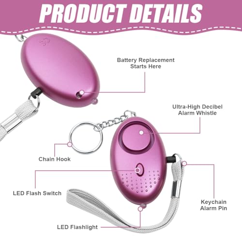Flintronic Personal Personal Alarms for Women, 3 Packs 140DB Personal Security Alarm, Personal Alarms with LED Light, Self-Defense Emergency Alarm for Women, Girls, Children and Elderly - Image 3