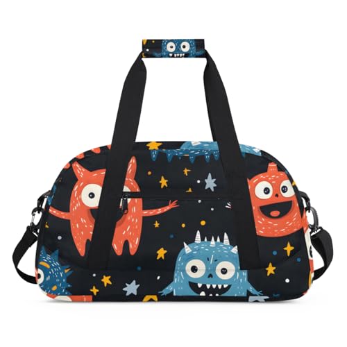 Cute Bacteria Gym Travel Duffle Bag for Women & Men with Front Zipper Pocket for Sports, Overnight, Weekender, Carry On,Workout & Dance Bag,Cartoon Bacteria,18.9 * 8.7 * 10.6 in