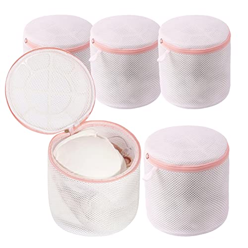 Laundry Bags Mesh Bra Washing Bags for Delicates 5 Pack, Lingerie bag for Washing Machine, 17 * 15 cm Thickened Sandwich Fabric, Pink