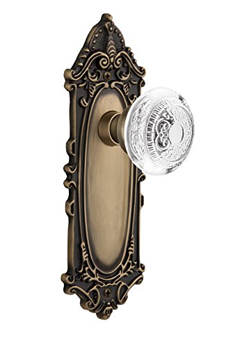Nostalgic Warehouse 750412 Victorian Plate Passage Crystal Egg & Dart Door Knob, Backset Size: 2.75