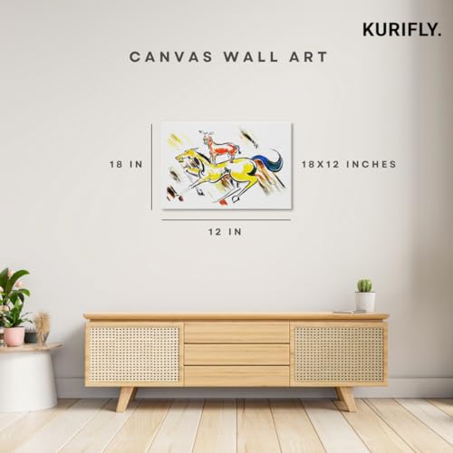 Image of Kurifly Majnu Bhai Painting Print - inchRocking Horse inch Pop Art Canvas (Welcome Movie) - Donkey on Horse - Rolled Canvas (48 inch x 36 inch)