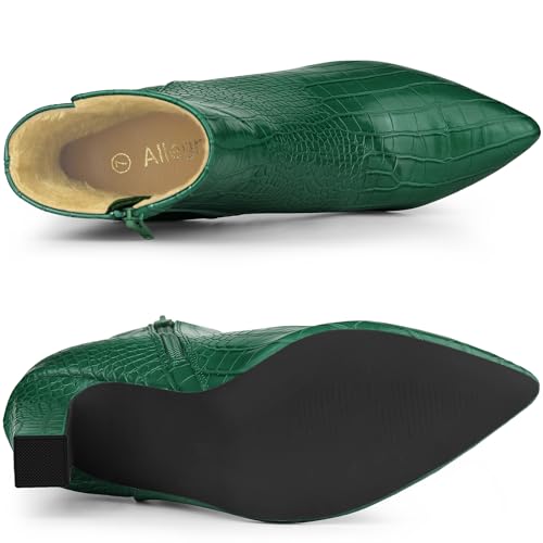 Allegra K Women's Printed Pointed Toe Chunky Heels Ankle Boots4